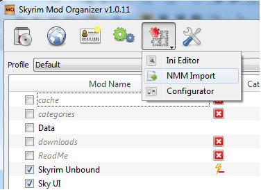 The tools button in Mod Organizer allows you to easily import mods from Nexus Mod Manager.
