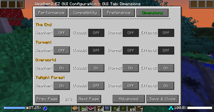 The in-game configuration options are a very nice touch. Just be sure to activate cheats before you start your single-player world, or several of them will be completely disabled.