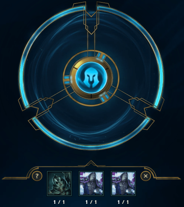 Re-Rolling 3 Skin Shards into a Permanent Skin: Don't worry, I only re-rolled the Taric shards because I own that fabulous skin.