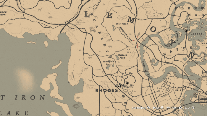 Place your next Way-point here once you've crossed Bard's Crossing. THIS train bridge will take you to Saint Denis.