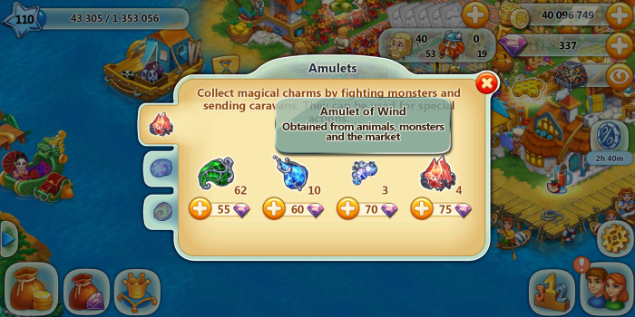 Amulets of wind are required for making thunder bows, a much needed magical weapon in "Harvest Land".