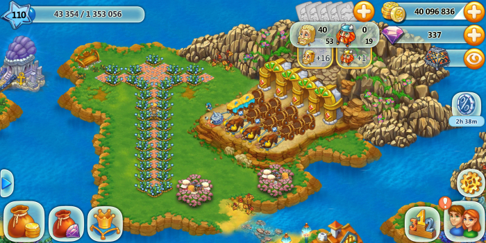 To build up more amulets in "Harvest Land" open all market stalls for caravans. Each caravan cart when filled awards an amulet, and you get more when you fill all 3 carts and send the caravan.