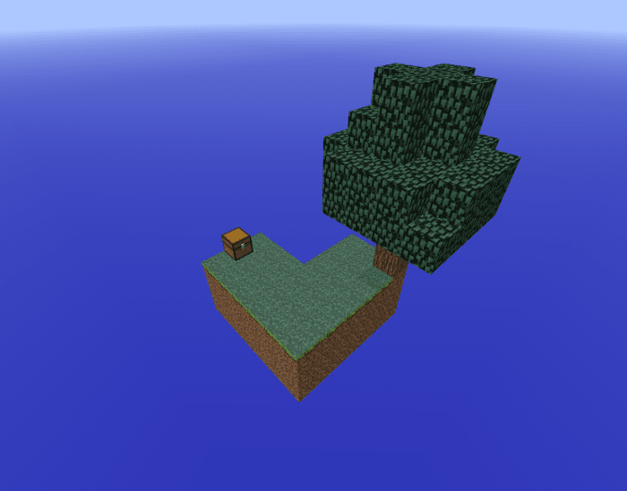 Skyblock forces the player to start with only a tree, bucket of lava and block of ice.