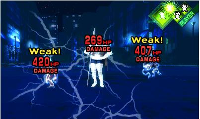 Note the glowing half-turn gained for exploiting an enemy's weakness. The full turns, on the other hand, do not glow.