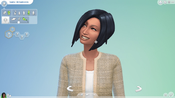 A sim underway in "The Sims 4." You can randomize your sims or customize every aspect of their appearance.