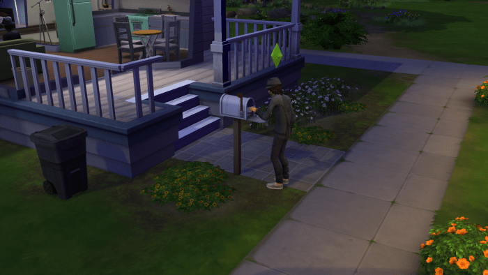 A sim submitting a book for publication in "The Sims 4" by sending it through the mail. Sims can create as many books as they like via the Writing skill.