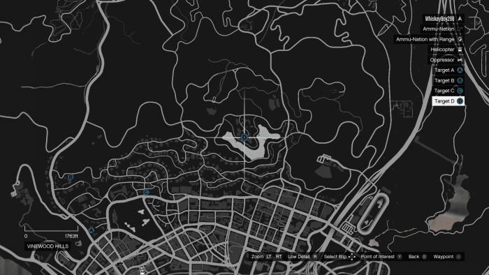 These are the locations of the four vehicles. They all spawn in these general locations, but the house's driveway they appear in are different each time.