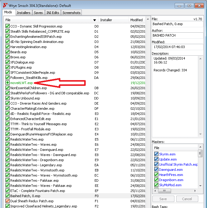 How to create a Bashed Patch using Wyre Bash which will merge some of your Skyrim mods to reduce the number of mods.