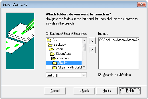 Deretter forteller Vi Windows Grep hvor du skal se.