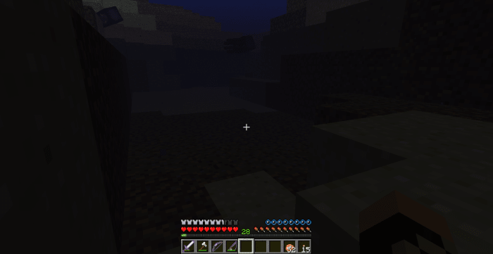While underwater, bubbles above the hunger bar pop until the player drowns.