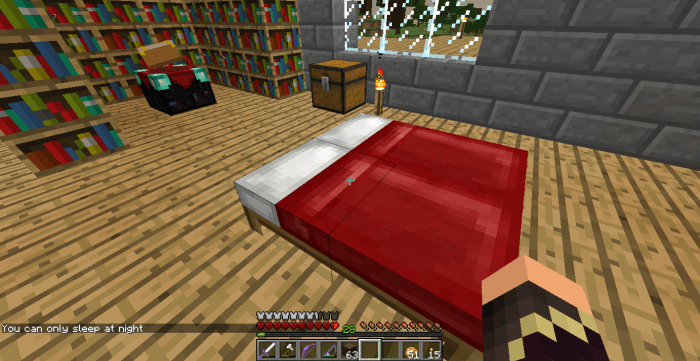 Players can only sleep in beds at night; night lasts for a full seven minutes!