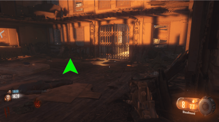 This first possible location is on the floor in the room connected to the perk room. It is hard to find since it is against clutter on the ground.