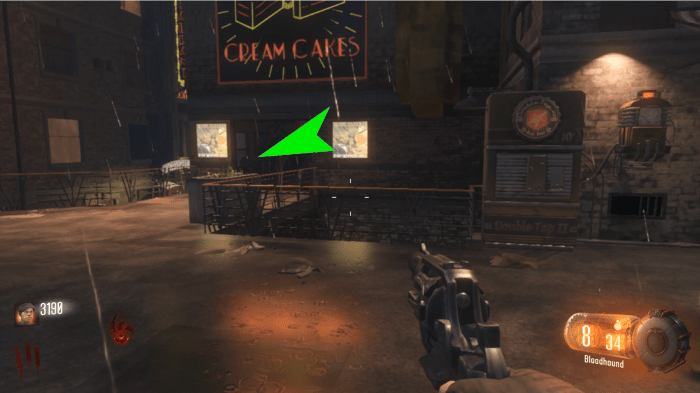 This second location is in the enclosure leading upstairs. In the picture, I am standing outside in front of the perk machine looking towards the stairs.