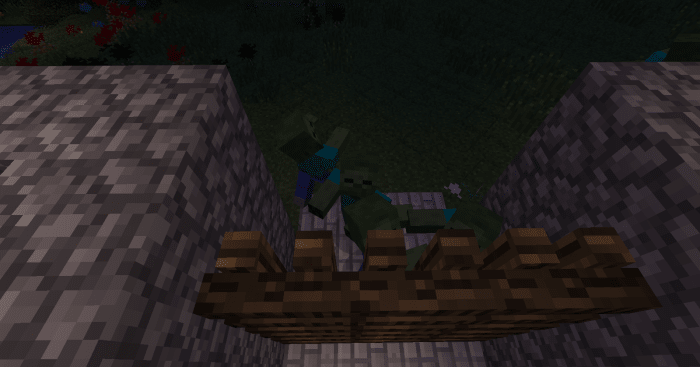 It is wise to build some kind of fortifications around one's home, as the undead can sense players from quite a distance away, and will attack in much larger numbers than in normal Minecraft.