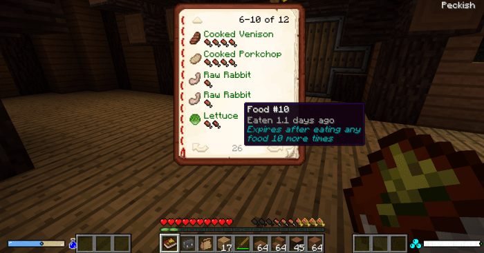 The food journal is a nice little book players can craft if they want to keep track of their recent meals.