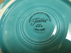 Stamp identification--the same raised H, Fiestaware written in script, or Made in the USA are used on both old and new Fiesta, so you really can only tell the age from the condition and color. The new colors are similar, but a little different.
