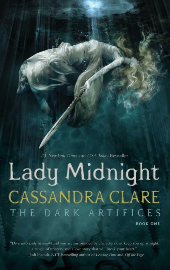 This is the front cover art for the book Lady Midnight written by Cassandra Clare. The book cover art copyright is believed to belong to Simon & Schuster.