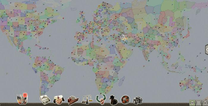 Part of a 500 player map in Supremacy 1914 : here are probably the better part of 10,000 regions in view.