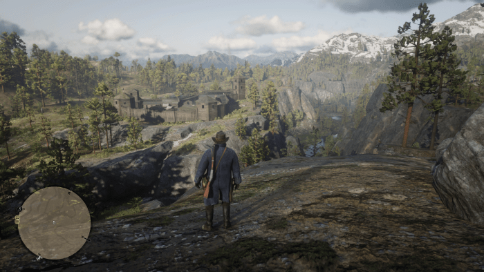 The direction you want to go is BEHIND where Arthur is standing, but I wanted to get a shot of Fort Wallace (plus this view is nice).
