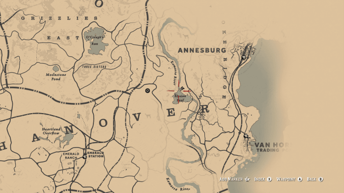 The next location is at Elysian Pond. Conveniently just North from that serpent . . . seriously what the hell was that!?
