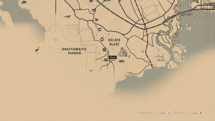 Third victim might not be discovered until Chapter 3 (depending) but is hanging from a unique tree to the East of Braithwaite Manor.