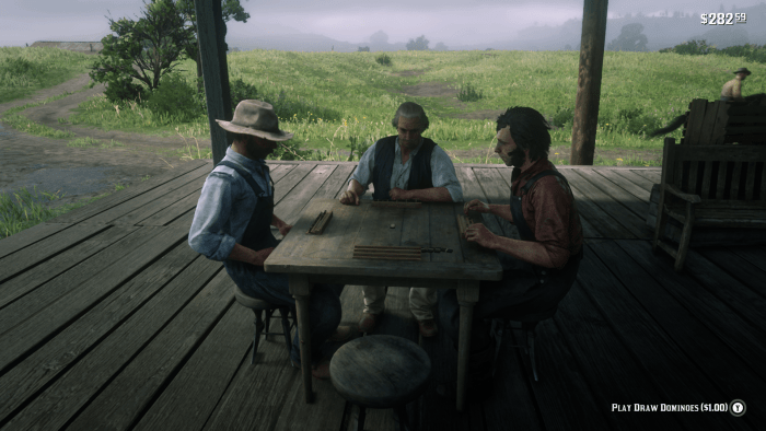 This would be the ideal setup for NOT drawing any tiles, but unfortunately Rockstar planned ahead. So come back when there's one or two players here.