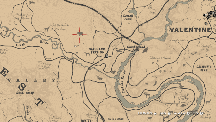 The Grizzly Bear location North-West of Wallace Station. If you're lucky you might come across an O'Driscoll gang camp as well. Providing some very "Far Cry" like shenanigans between man and nature.