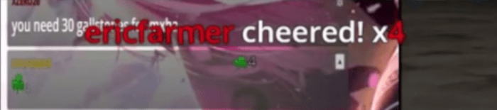 I cheered four Bits on the stream I was watching. A notification was displayed to the whole stream.
