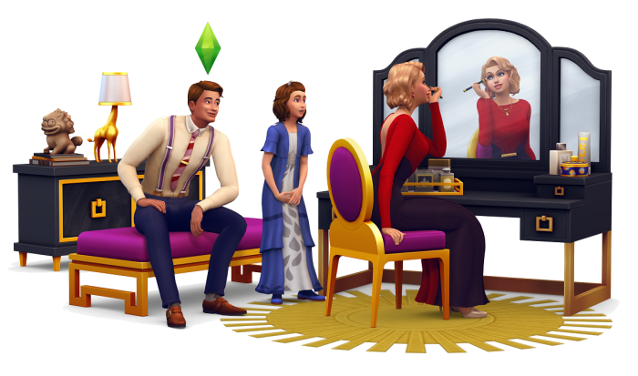 That hair! That vanity! That side table! That...giraffe...lamp? Oh well, I love everything included in The Sims 4 Vintage Glamour Stuff Pack.