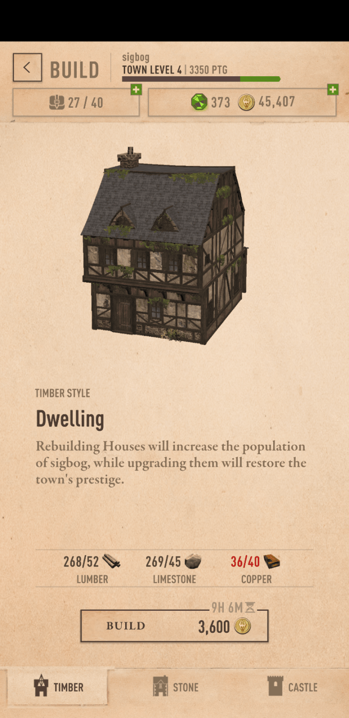 The green bar extending from your existing town level prestige bar indicates how much prestige you will earn for building or upgrading a unit.