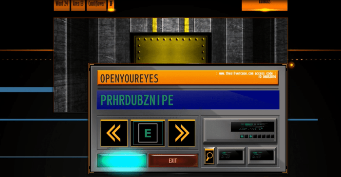 The Silver Case implements several different puzzle elements which range in difficulty. The game also allows players to bypass some puzzle challenges with a yellow magnifying glass symbol.