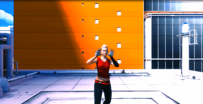 Celeste, one of the supporting characters in the game, assists Faith in learning the basics of combat.