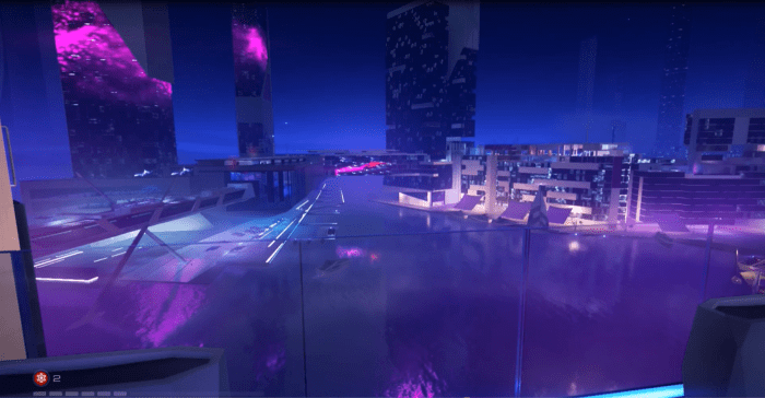 Mirror's Edge Catalyst contains several districts of varying styles and aesthetics. Ocean Pier, as shown above, is one of the more affluent parts of the city of Glass that players can explore.