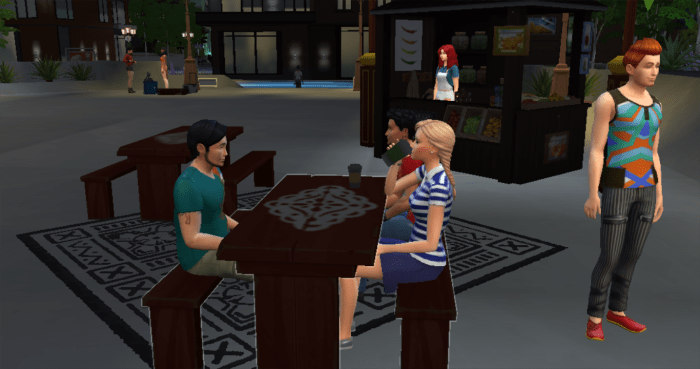 Everything in "The Sims 4" universe is open 24/7 of course, but it's nice to be able to just go downstairs from your apartment and be in the center of the action without having to travel.