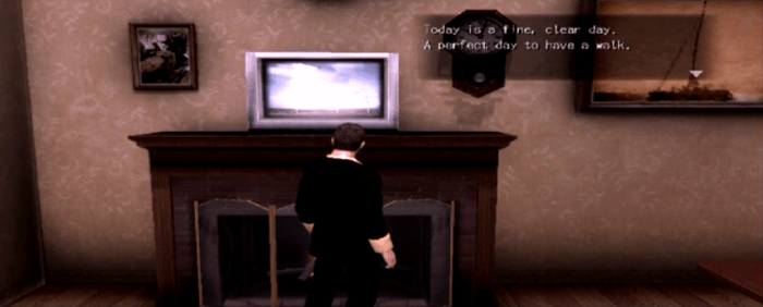 York checking the television for the weather forecast. Greenvale's weather system changes daily with some side-quests locked to certain times of day and weather conditions.