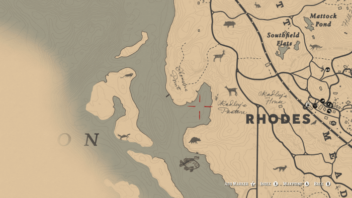 Just south of where the gang sets up camp in Chapter 3. Here is a great place to fish for Bluegills.