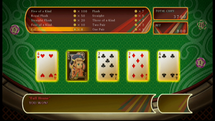 Poker is a fun mini-game that can be used as a distraction from the main narrative. By taking part, players can earn poker chips to unlock new costumes and clothing accessories.