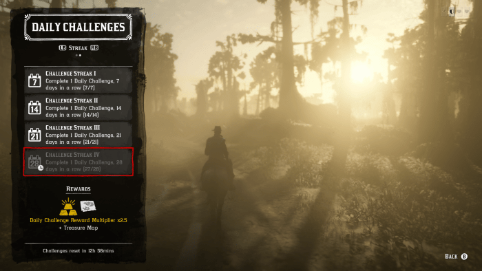 Do your Dailies for 28 days straight and you earn a bonus Treasure Map. Note: This is a screenshot from BEFORE the "Bounty Hunter Expansion" update.