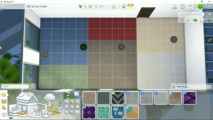 I Use Colored Carpeting to Help Me Decide My Floor Plan: I play around with the layout. When I'm satisfied, I draw walls or start laying out furniture. Then I change the flooring to match the room