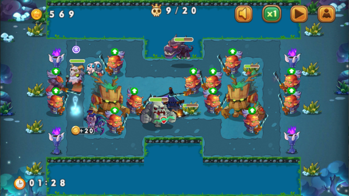 It is best to use Yurnero in countdown mode. After gaining a lot of coins, upgrade all the heroes in the battlefield as much as you can. Destroy the obstacles also.