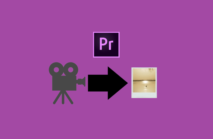 Videos are made up of thousands of frames and Adobe Premiere has the power to pull one of those frames out to create a photo. The task is described in Premiere as grabbing a screen shot and exporting a still frame.