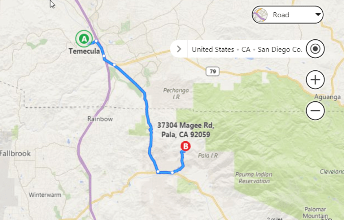 Directions to Oceanview Mine from Temecula, California - from Temecula take the Pala -Temecula Road south. Get in touch with the Oceanview Mine for the dirt road/cutoff to get to the mine.