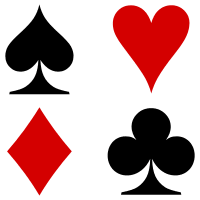 The four suits of playing cards are spades, hearts, diamonds and clubs. Bastard is unusual amongst card games as the suit of the cards do not really matter. It is the values that count.
