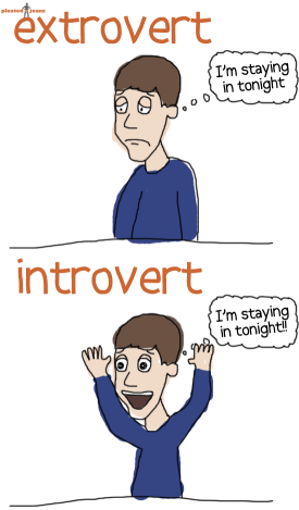 Introverts and extroverts view social interaction from different perspectives.