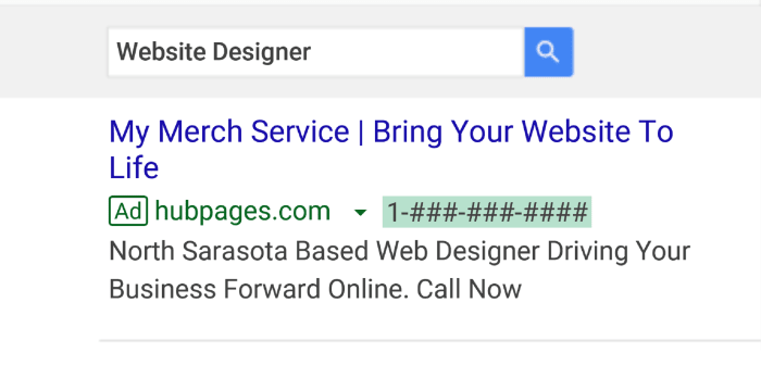 Above is a mock-up ad created with Google Ads. You can create a similar ad for your business or freelance work that displays key words about the service or product that you provide.