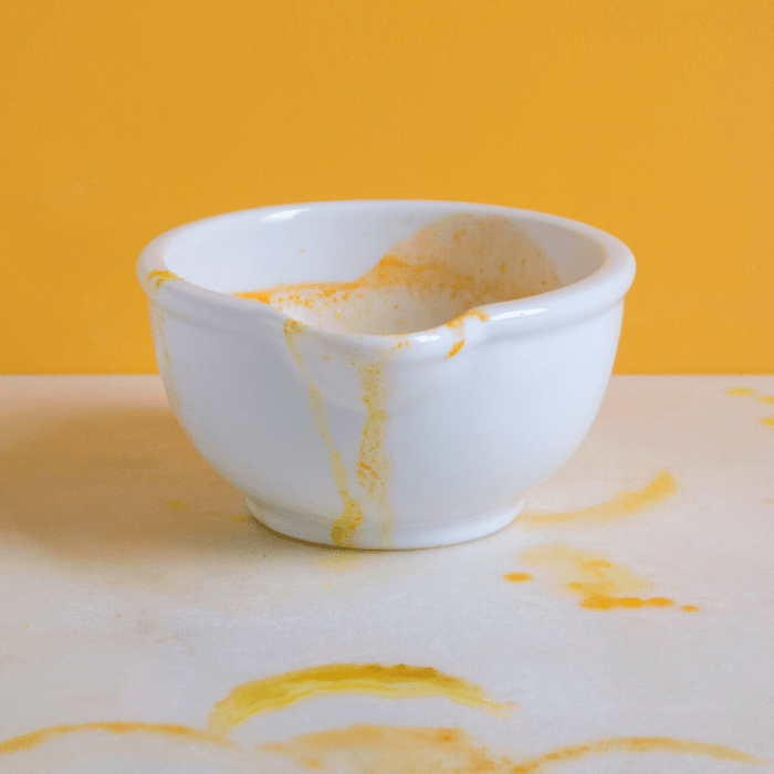 A small mortar like this can be helpful for mixing turmeric powder with milk to create hair-removal paste.