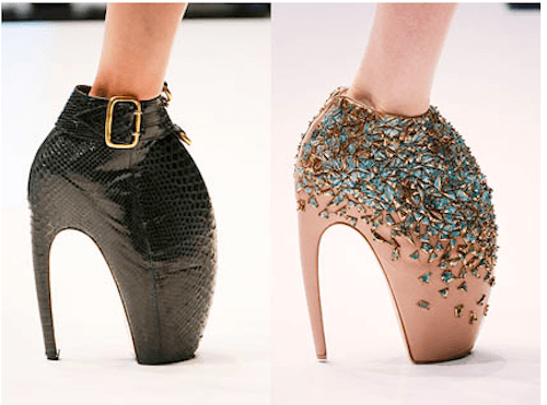 It is possible to go further and cut out more bits out of the shoes with uncomfortable geometric shapes.