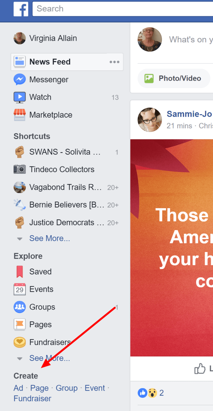 Look at Facebook and scan down past the list of groups that you currently belong to. At the bottom, you see the word CREATE and below that the options. Choose LIST.