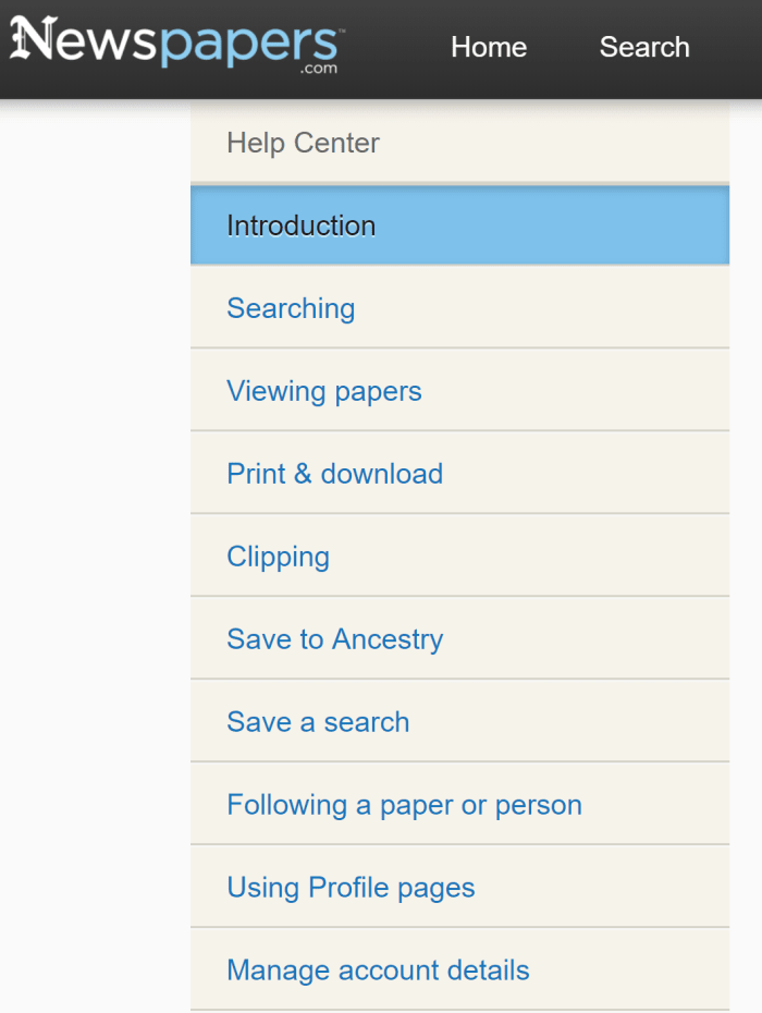Browse the help section of Newspapers.com to pick up valuable search tips and to make full use of the database.