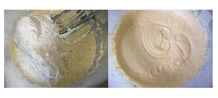 Mix flour, baking powder and salt in a small bowl. Beat eggs, butter, vanilla yogurt, vanilla and milk on high speed for about 1 minute. Add the flour mixture to the egg mixture, and beat together.